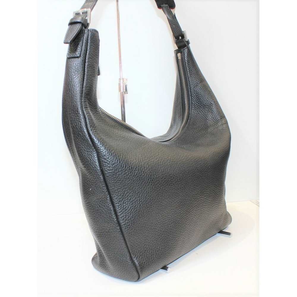 BURBERRY One Shoulder Hobo Bag Leather Black Beige Tan White - Picture 3 of 7